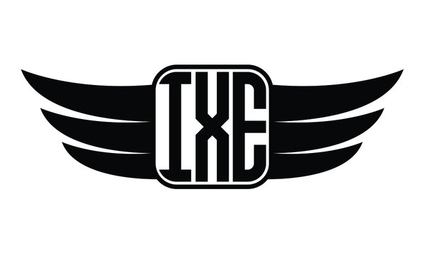 IXE three Letter Wings Flying Initial wing symbol minimalist creative concept flag icon professional logo design Vector template
