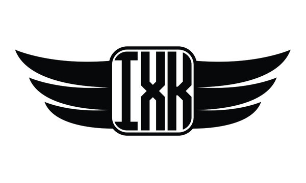 IXK three Letter Wings Flying Initial wing symbol minimalist creative concept flag icon professional logo design Vector template