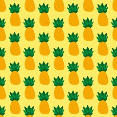 Summer fruit seamless cartoon pineapples pattern for fabrics and textiles and packaging and wrapping paper and notebooks