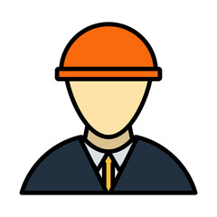 Icon Of Construction Worker Head In Helmet