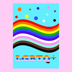 Postcard and template, LGBTQ + flag for the rights of pride and sexuality vector, screen size 4k