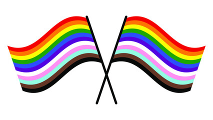 LGBTQ + two flags for pride and sexuality rights vector, 4k screen size