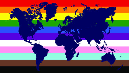 LGBTQ+ earth and flag for pride and sexuality rights vector, 4k screen size
