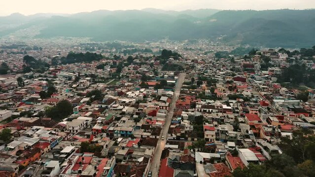San Cristobal de Las Casas Colonial Mexico Aerial Drone Fly Above Top Notch View
