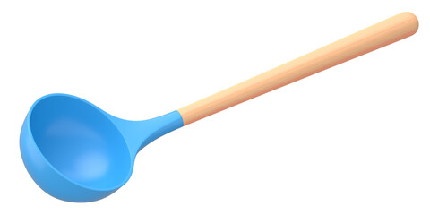 Silicon soup ladle or kitchen utensils on white background.