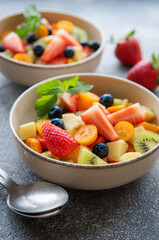 Healthy fresh fruit salad in a bowl