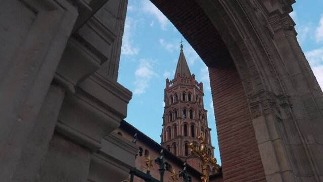 Low angle view of Basilique de Saint-Sernin in Toulouse France