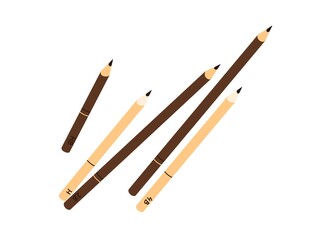 Different lead pencils with sharp graphite tips. Sharpened wooden stationery, items for drawing, writing. School supplies. Flat vector illustration isolated on white background