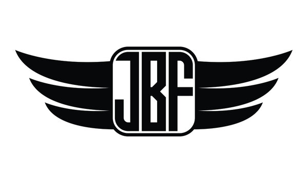 JBF three Letter wing symbol minimalist creative concept icon professional logo design, Vector template