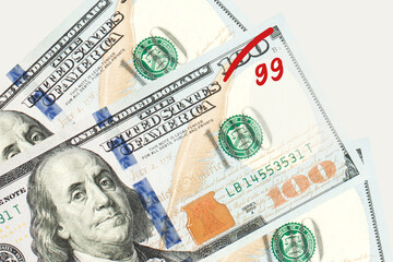 Obraz na płótnie Canvas Inflation. 100 US dollar banknotes