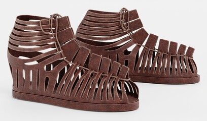 Realistic 3D Render of Caligae Shoes