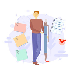 Productivity vector illustration. Effective time management elements for your design. Planning tasks, activities, schedules, working time. Characters people at work.