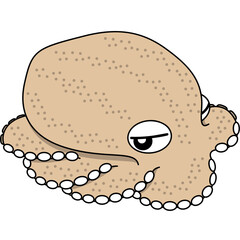 擬態しているタコのイラスト（アウトラインあり）