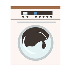 Washing machine semi flat color vector object. Full sized item on white. Hygiene. Home electric appliance. Laundry simple cartoon style illustration for web graphic design and animation