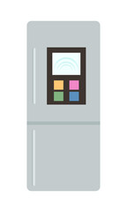 Refrigerator semi flat color vector object. Full sized item on white. Kitchen appliance. Apartment and house arrangement simple cartoon style illustration for web graphic design and animation