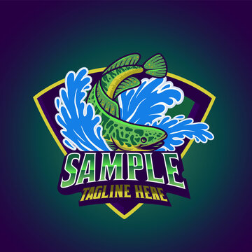 channa fish template mascot logo vector