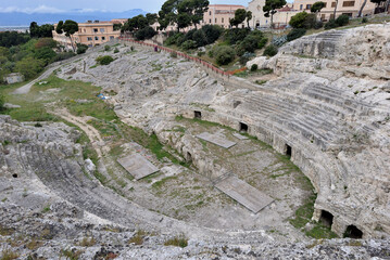 Naklejka premium ROMAN AMPHETHEATRE IN CAGLIARI ON THE ISLAND OF SARDINIA