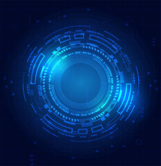 Obraz na płótnie Canvas The circle high technology with circuit line blue background, illustrator digital abstract.