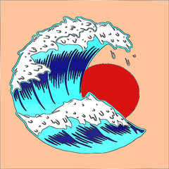 vector a color de ola estilo japones