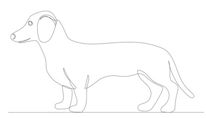 dog drawing in one continuous line, isolated