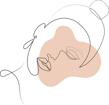 minimalist line art woman face with blush clip art preview