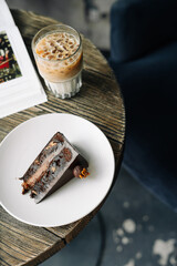 cup of coffee on wooden background, relax time, latte