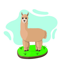 Cartoon alpaca isolated on white background