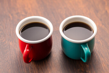 ホーローカップに淹れた美味しいコーヒー