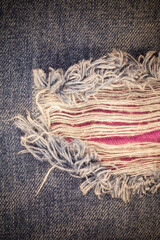Torn old jeans background.