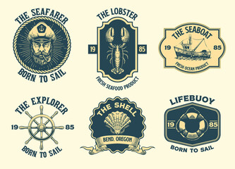 Set of Nautical Vintage Badge