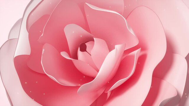 pink blooming rose releasing glittering particles 3d rendered
