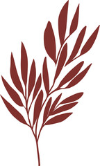 Brown leaf branch Isolated On White Background, Vector silhouette. Simple tree organic logo. Eco bio symbol