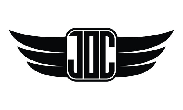 JOC three Letter wing symbol minimalist creative concept icon professional logo design, Vector template