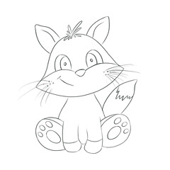 Cute Fox coloring book animal character