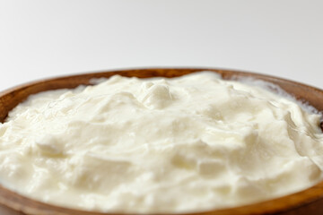 Greek yogurt on a white background