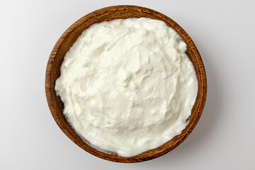 Greek yogurt on a white background