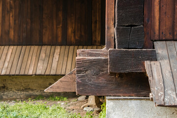A wooden house, an old historic structure. A beautiful, intimate, wooden house in the Carpathians, Poland. Historic wooden building. A house that smells like a forest