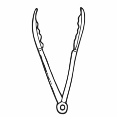 Meat tongs vector stock illustration. Serving kitchen tongs. Isolated on a white background.