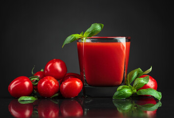 Tomato juice with basil.