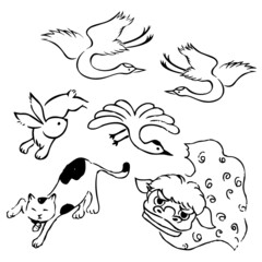 Japanese lucky symbol illustrations - Vector