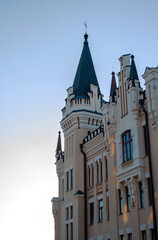 Fototapeta na wymiar The Richard's Castle building exterior detail in downtown district of Kyiv