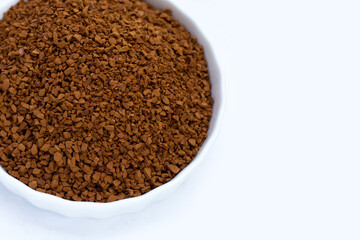 Instant coffee on white background.
