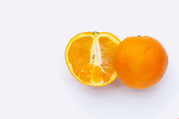 Orange fruit on white background.