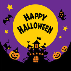 ハロウィンの文字と背景イラスト