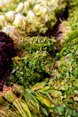 Greens on market stall