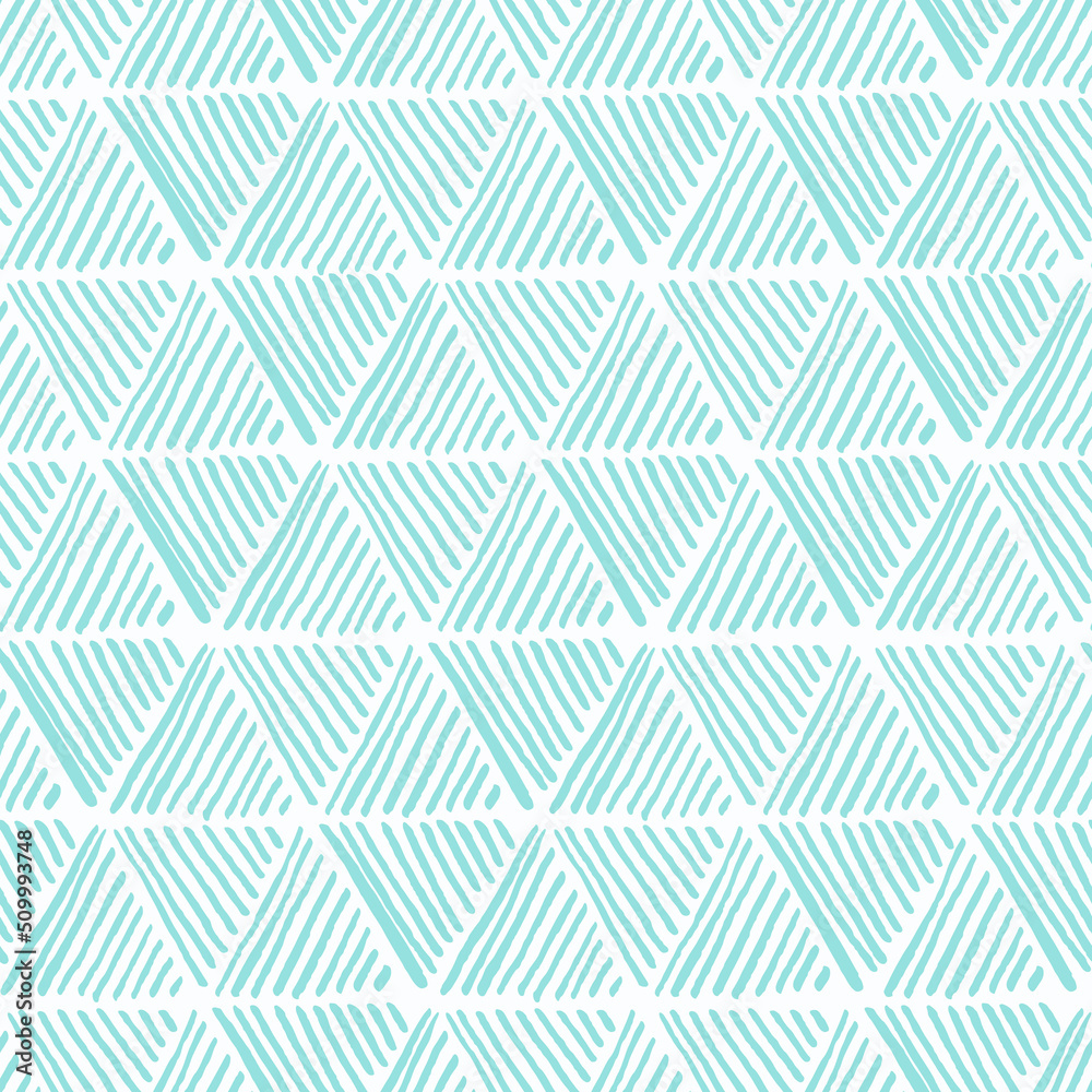 Poster seamless hand drawn pattern with striped triangles