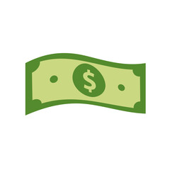 Vector dollar bank note and coin, icon illustrations and vector