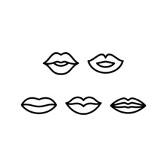 Glossy Lips Icon Set Vector Symbol Design Illustration