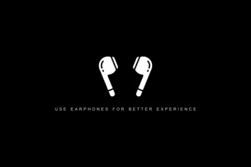 Fotobehang use earphones for better experience design for bloggers. vector. © Fumeezz
