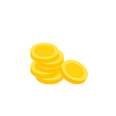 Vector dollar bank note and coin, icon illustrations and vector